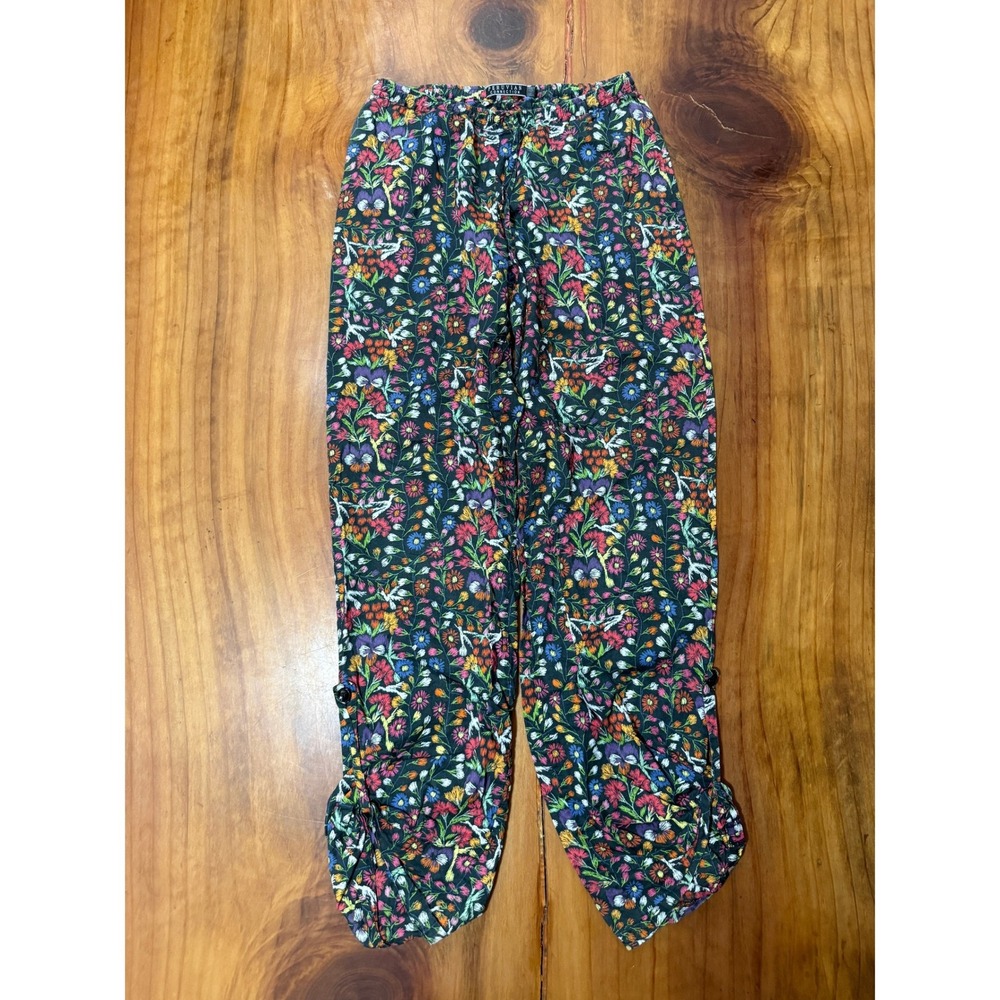 Peruvian Connection Women's Pants XS Pink Floral Cotton Drawstring Z4-11